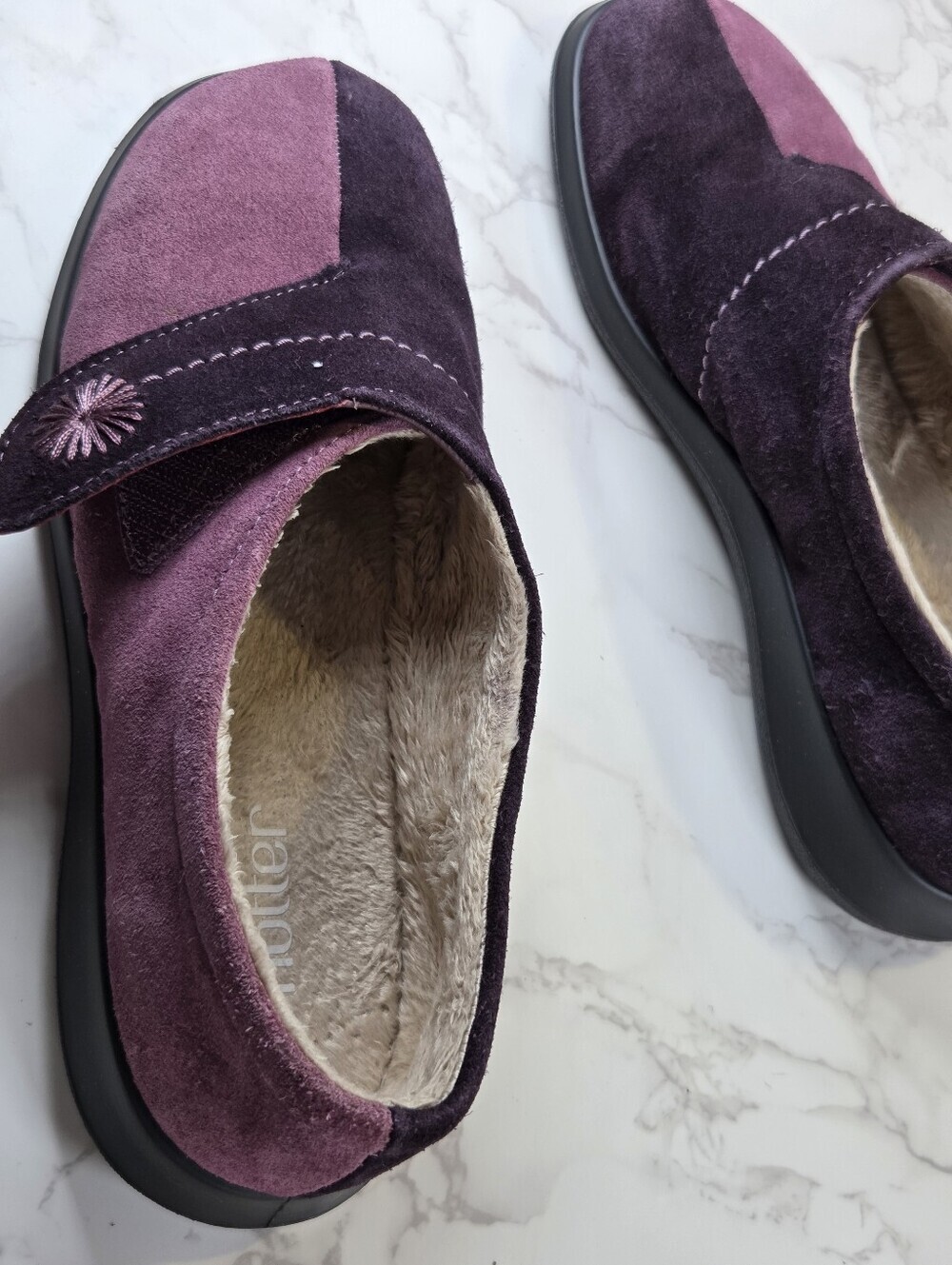 hotter Two-Tone Plum Suede Slip-Ons with Embroidered Accent(B25) - Picture 8 of 8